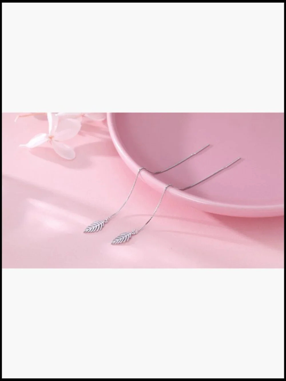 Sterling Silver Leaf Dangle Earrings Chain Drop Earrings Threader Tassel